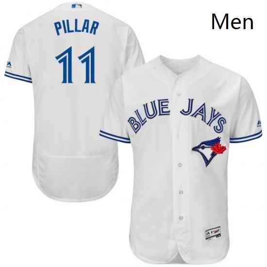 Mens Majestic Toronto Blue Jays 11 Kevin Pillar White Home Flex Base Authentic Collection MLB Jersey